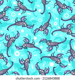Cartoon Scorpion pattern seamless. crazy linear terrestrial arachnid background. Vector texture