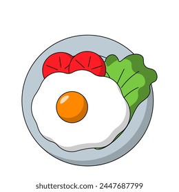 Cartoon scrambled eggs on plate in color