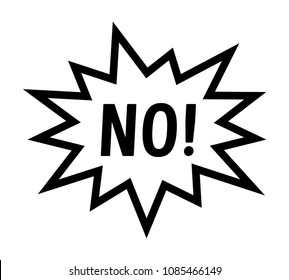 Cartoon scream speech bubble / balloon with the word "NO" line art vector icon for comic apps and websites