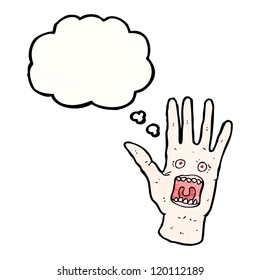 cartoon screaming hand monster