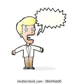 caricatura gritando a un hombre con burbuja de habla