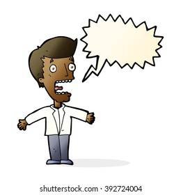 caricatura gritando a un hombre con burbuja de habla