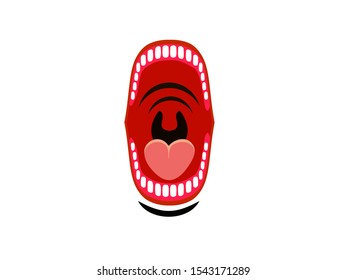 cartoon screaming mouth (lips and teeth) vector illustration, hand drawn