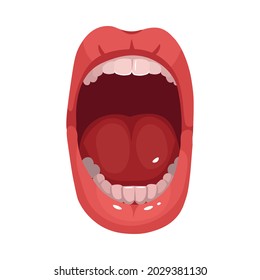 Cartoon screaming mouth vector illustration.