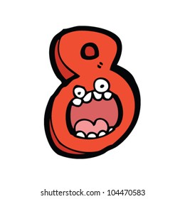 cartoon screaming number eight