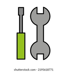 Cartoon screwdriver wrench. Vector illustration. stock image.