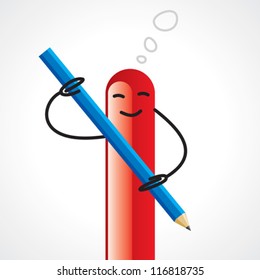 A Cartoon Scribbling Something with the Use of a  Pencil