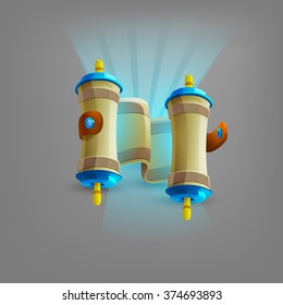 Cartoon scroll icon. Vector illustration.