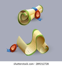 Cartoon scrolls icons . Vector illustration.
