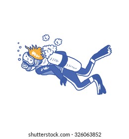 cartoon scuba diver
