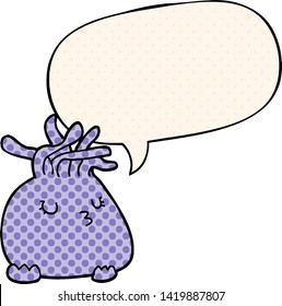 cartoon sea anemone with speech bubble in comic book style