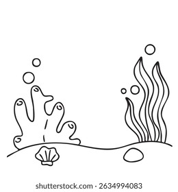 Cartoon sea, sea animals, underwater, summer picture elements, illustration