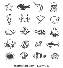 Cartoon Sea Creature Icons Collection