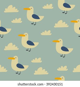 Cartoon Sea gull Seamless pattern
