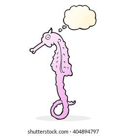 cartoon sea horse with thought bubble