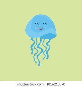 Cartoon sea jellyfish. Lovely jellyfish. Vector illustration for children.