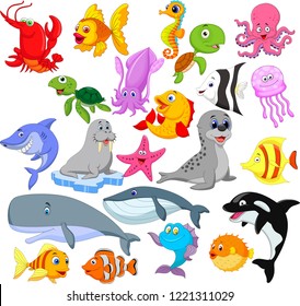 Cartoon sea life collection set