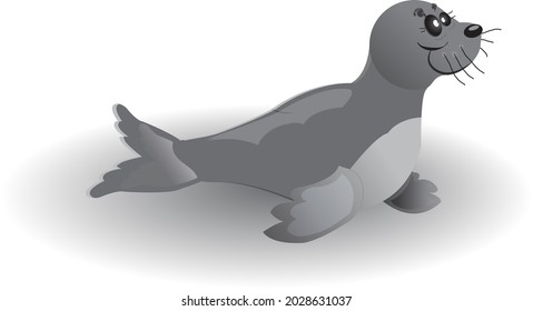 cartoon sea lion gray color isolated