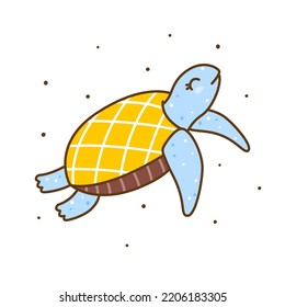 Cartoon sea turtle isolated on white - cute animal for Your design