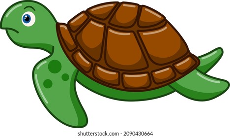 Cartoon Sea Turtle On White Background Stock Vector (Royalty Free ...