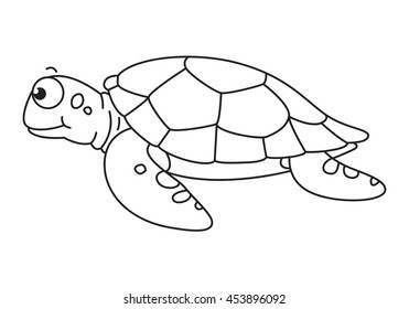 cartoon sea turtle, vector