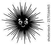 Cartoon sea urchin. Vector illustration of sea creatures in children style.