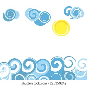 Cartoon sea waves. Vector