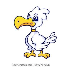 cartoon seagul stand cool and confident.