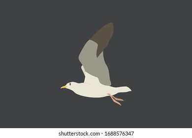 Cartoon seagull. Cute Cartoon seagull, Vector illustration on a grey background. Drawing for children.