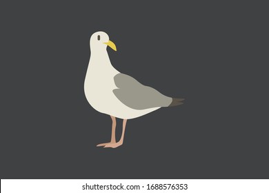 Cartoon seagull. Cute Cartoon seagull, Vector illustration on a grey background. Drawing for children.