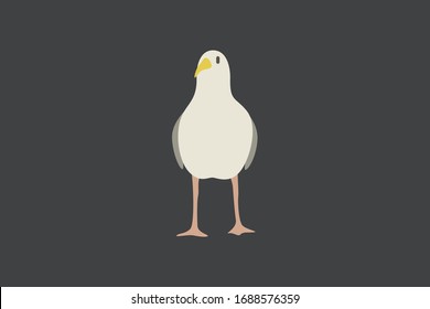 Cartoon seagull. Cute Cartoon seagull, Vector illustration on a grey background. Drawing for children.