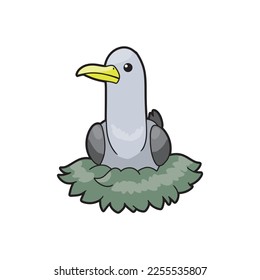 cartoon seagull in the nest vector art