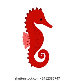 Cartoon Seahorse Icon Vector Design. Isolated on white background hand drawn flat character.
