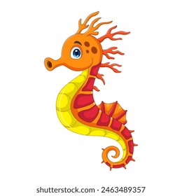 Cartoon seahorse isolated on white background
