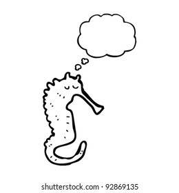 cartoon seahorse with thought balloon
