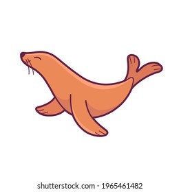 Cartoon seal, cute character for children. Vector illustration in cartoon style for abc book, poster, postcard. Animal alphabet - letter S.