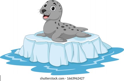 Cartoon seal on ice floe