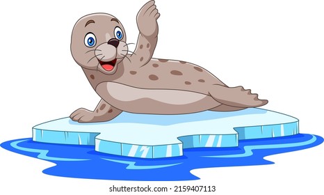 Cartoon seal on ice floe