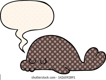 cartoon seal with speech bubble in comic book style