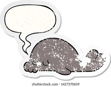 sello de caricatura con una burbuja de habla angustiada pegatina vieja