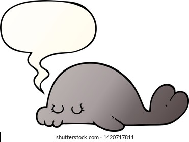 cartoon seal with speech bubble in smooth gradient style