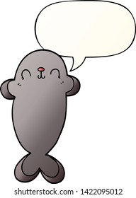 cartoon seal with speech bubble in smooth gradient style