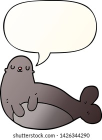 cartoon seal with speech bubble in smooth gradient style