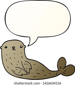 cartoon seal with speech bubble in smooth gradient style