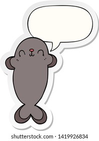 cartoon seal with speech bubble sticker