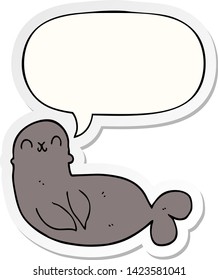 cartoon seal with speech bubble sticker