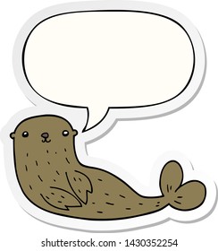 cartoon seal with speech bubble sticker