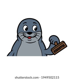 Cartoon Seal With Stamp Illustration