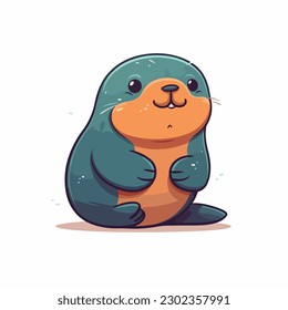 A cartoon seal that is sitting down. vector illustration.