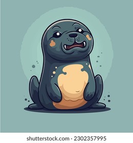 A cartoon seal that is sitting down. vector illustration.